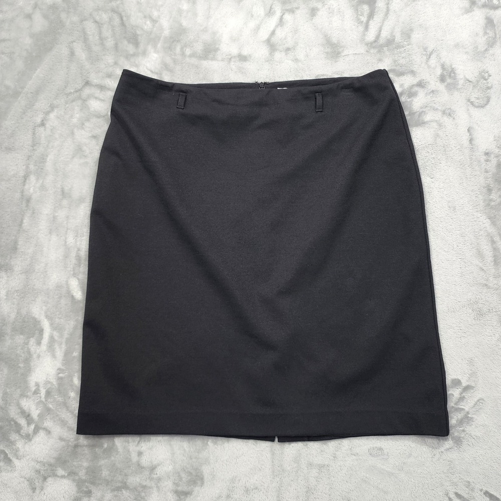 Charter Club Skirt Womens 16 Black Pencil Ponte‎ Knit Lined Zip Stretch Office